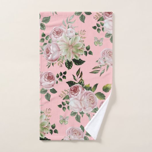 Romantische Rosenblütenmuster Hütte schabend Badhandtuch Set (Handtuch)