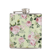 Romantische Rosenblütenmuster Hütte schabend Flachmann (Vorderseite)