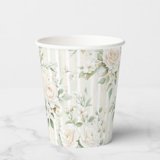 Romantische Rosenblütenpracht Hochzeiten Pappbecher (Rückseite)