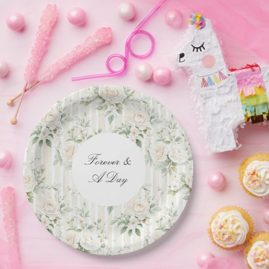 Romantische Rosenblütenpracht Hochzeiten Pappteller (Party)