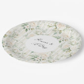 Romantische Rosenblütenpracht Hochzeiten Pappteller (Schrägansicht)