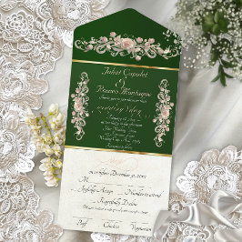Romantische Rosenbogen-Ränder & Kalligrafie - Smar All-in-One-Einladung