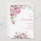 Romantische Rosendekunst Geburtstagsparty Einladung (Vorderseite)