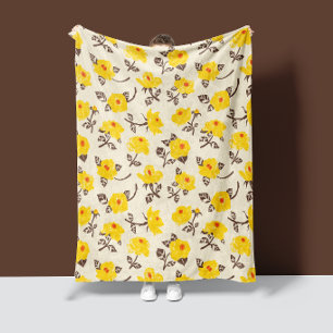Romantische Rosengarten-Gelbbraune Fleece-Decke Fleecedecke