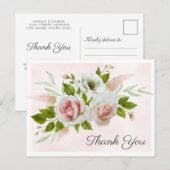 Romantische Rosengarten Wasserfarbe Danke Postcard Ankündigungspostkarte (Vorne/Hinten)
