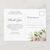 Romantische Rosengarten Wasserfarbe Danke Postcard Ankündigungspostkarte (Rückseite)