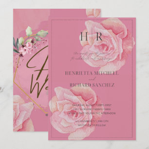 Romantische Rosenhochzeit Einladung