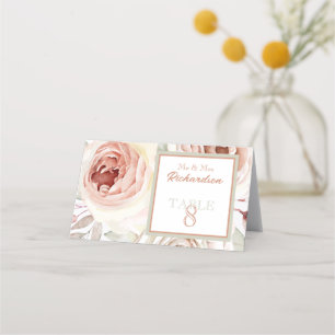 Romantische Rosenhochzeit Platzkarte