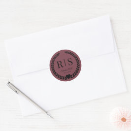 Romantische Rosenholz-Hochzeitsmonogramm-Initialen Runder Aufkleber