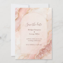 Romantische Rosenquarz-Achat-Marmor-Hochzeit Einladung
