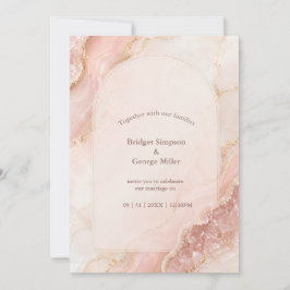 Romantische Rosenquarz-Achat-Marmor-Hochzeit Einladung
