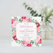 Romantische Rosenrosen-Blume Brautparty Einladung (Stehend Vorderseite)