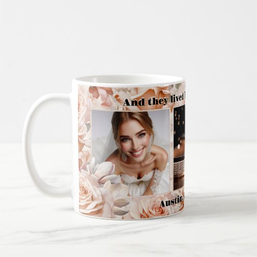 Romantische Rosenrosen Hochzeiten Foto Tasse (Links)