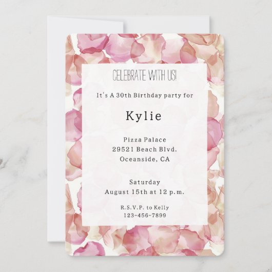 Romantische Rosenställe zum Geburtstag Einladung (Vorderseite)