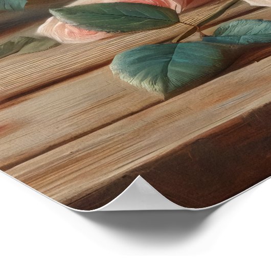 Romantische Rosenstrahlen mit Ölgemälde Poster (Ecke)