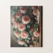 Romantische Rosenstrahlen mit Ölgemälde Puzzle (Vertikal)