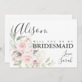 Romantische Roses Bridesmaid - Vorschlagskarte Einladung (Vorne/Hinten)