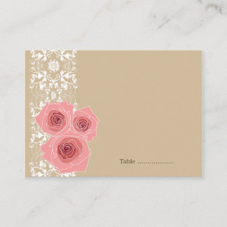 Romantische Roses Damask Lace Chic Wedding Party Platzkarte