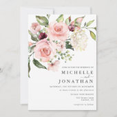 Romantische Roses Dusty Rose Einladung Hochzeit (Vorderseite)