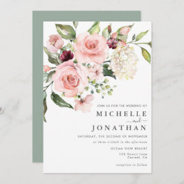 Romantische Roses Dusty Rose Einladung Hochzeit