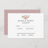 Romantische Roses Dusty Rose Wedding RSVP Invita Einladung (Vorne/Hinten)