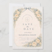 Romantische Rosige Rosenbogen-Hochzeit Save The Date (Vorderseite)