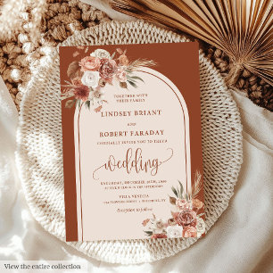 Romantische Rost Pampas Grass Floral Wedites Einladung
