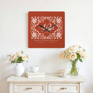 Romantische Rostdekade zum 40-jährigen Jubiläum Quadratische Wanduhr