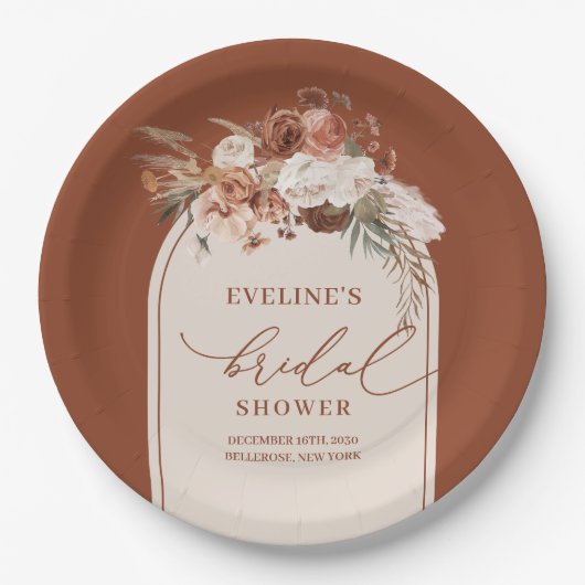 Romantische Rostpampas-Teller Pappteller (Vorderseite)