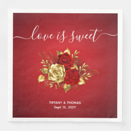 Romantische Rot-Gold-Rose Hochzeitsessen Napkins Serviette