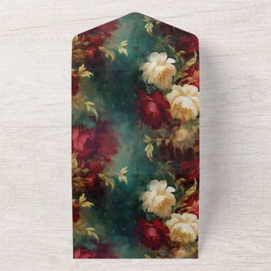 Romantische Rot-Grün-Blume All In One Einladung (Außenbereich)