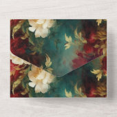 Romantische Rot-Grün-Blume All In One Einladung (Rückseite)