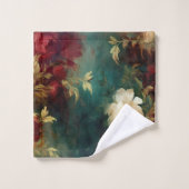 Romantische Rot-Grün-Blume Badhandtuch Set (Waschlappen)