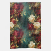 Romantische Rot-Grün-Blume Geschirrtuch (Vertikal)
