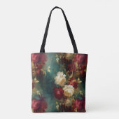 Romantische Rot-Grün-Blume Tasche (Rückseite)