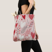 Romantische Rot-Rosa-Herzmuster-Tote-Tasche Tasche (Von Nahem)