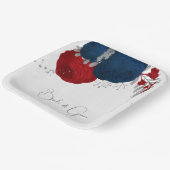 Romantische Rot- und Marinepapiere, silberne botan Pappteller (Gewinkelt)