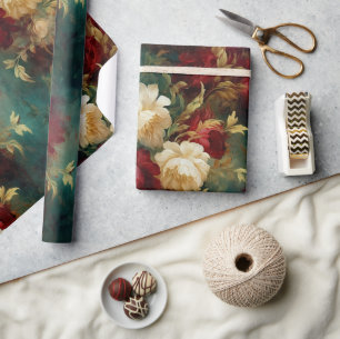 Romantische Rot-Weiß-Blume Brautparty Hochzeit Geschenkpapier