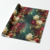 Romantische Rot-Weiß-Blume Brautparty Hochzeit Geschenkpapier (Ungerollt)