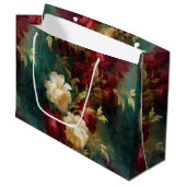 Romantische Rot-Weiß-Blume Brautparty Hochzeit Große Geschenktüte (Vorderseite Schrägansicht)