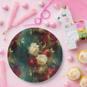 Romantische Rot-Weiße Blume Blumenhochzeit Pappteller (Party)