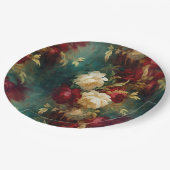 Romantische Rot-Weiße Blume Blumenhochzeit Pappteller (Schrägansicht)