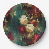 Romantische Rot-Weiße Blume Blumenhochzeit Pappteller (Vorderseite)