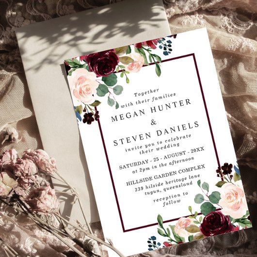 Romantische Rote Blume Einladung