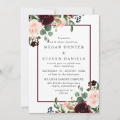 Romantische Rote Blume Einladung (Vorderseite)