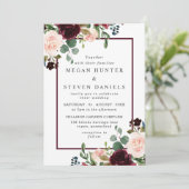 Romantische Rote Blume Einladung (Stehend Vorderseite)