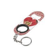 Romantische Rote Blume Herzdesign 4 Besondere Mome Mini Flaschenöffner (Rückseite Schrägansicht)