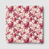 Romantische rote Blumen mit Vögeln Gästebuch (Rückseite)