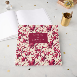 Romantische rote Blumen Vögel Gästebuch