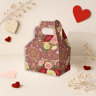 Romantische rote Blumenvalentins Geschenkschachtel